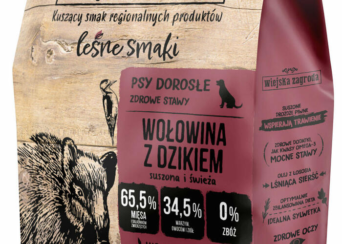 Grajewo ogłoszenia: Sprzedam karmę dla psa. Wiejska zagroda, smak wołowina z dzikiem...